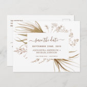 Pampas Grass Boho Save the Date Briefkaart (Voorkant / Achterkant)