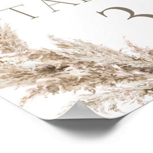 Pampas Grass Boho Table Number Poster (Hoek)