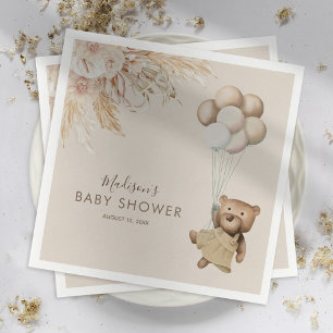 Pampas Grass Boho Teddy Bear Baby shower Servet