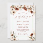 Pampas Grass Boho Terracotta Arch Foto Weddenschap Kaart (Voorkant)