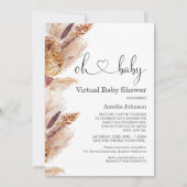 Pampas Grass Boho Virtual Baby shower Invitation Kaart (Voorkant)