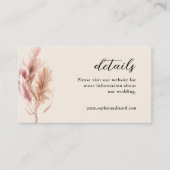 Pampas Grass Boho Wedding Details Informatiekaartje (Voorkant)