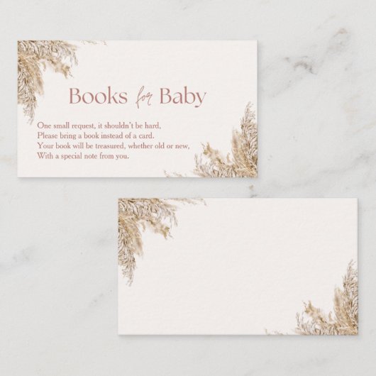 Pampas Grass Book Request Kaart | neutraal rustiek (Voorkant / Achterkant)