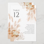 Pampas Grass Botanical Table Number Weddenschap (Voorkant / Achterkant)