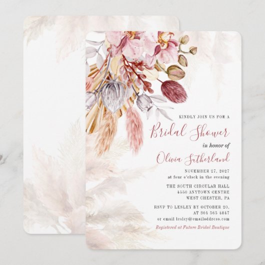 Pampas Grass Botanical Terracotta Vrijgezellenfees Kaart (Voorkant / Achterkant)