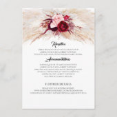 Pampas Grass Bourgogne Rode Bruiloft Informatie Informatiekaartje (Voorkant)