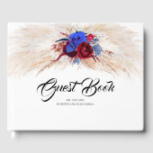 Pampas Grass Bourgogne Rood en Navy Blauw Bruiloft Gastenboek (Voorkant)