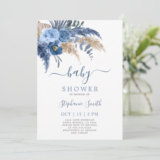 Pampas Grass Boy Baby shower Boy Uitnodiging (Staand voorkant)