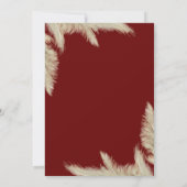 Pampas Grass Burgundy Red Floral Afstuderen Kaart (Achterkant)