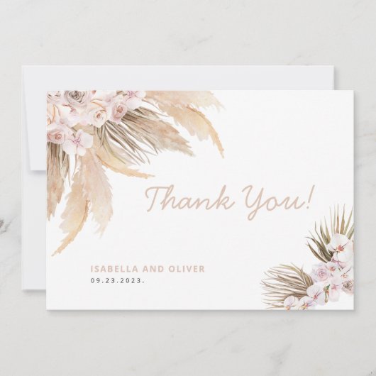 Pampas Grass Carte de remerciements beige (Devant)