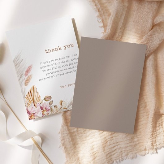 Pampas Grass Chic Boho Baby shower bedankje Kaart