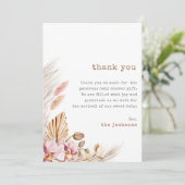 Pampas Grass Chic Boho Baby shower Carte de remerc (Debout devant)