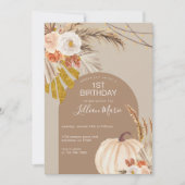 Pampas Grass Citrouille Invitation Anniversaire (Devant)