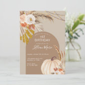 Pampas Grass Citrouille Invitation Anniversaire (Debout devant)