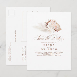Pampas grass Cream Flowers Exotic Save the Date Aankondigingskaart