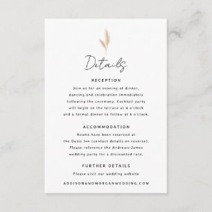 Pampas Grass Desert Landschap Boho Wedding Details Informatiekaartje