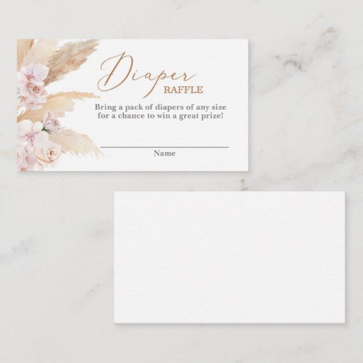 Pampas Grass Disert Diaper Raffle Informatiekaartje (Voorkant / Achterkant)