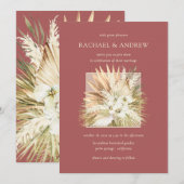 Pampas Grass Dried Flowers Boho Bouquet Wedding Kaart (Voorkant / Achterkant)