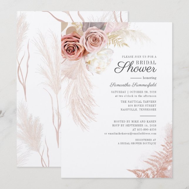 Pampas Grass Dried Leaves Terracotta Vrijgezellenf (Voorkant / Achterkant)