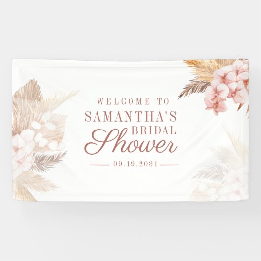 Pampas Grass Dried Palms Boho Vrijgezellenfeest Spandoek (Horizontaal)