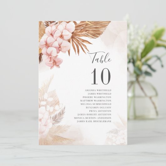 Pampas Grass Dried Palms Wedding Table Number 10 (Staand voorkant)