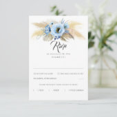 Pampas Grass Dusty Blue Floral Wedding RSVP (Debout devant)