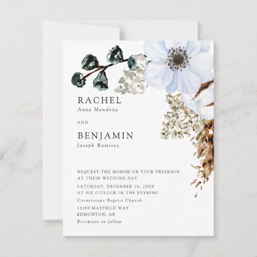 Pampas Grass Elegant Boho Wedding Floral  Kaart (Voorkant)