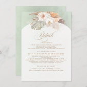 Pampas Grass Elegant Soft Pastel Weddenschap Detai Informatiekaartje (Voorkant / Achterkant)