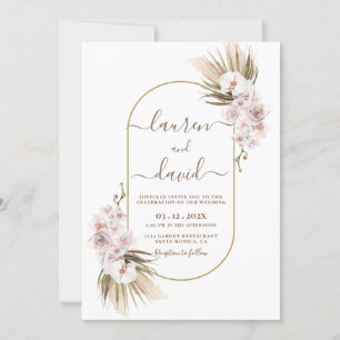 Pampas Grass Elegant Wedding Invitation Kaart