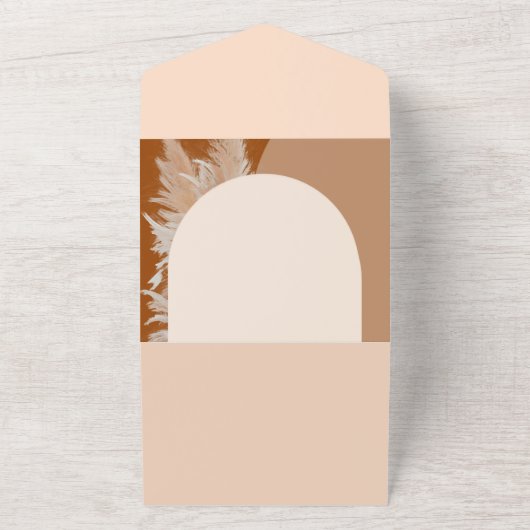 Pampas Grass en Arches Wedding Invitation All In One Uitnodiging (Buitenkant)
