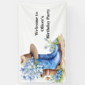 Pampas Grass en Cowboy laarzen Verjaardag Spandoek (Verticaal)