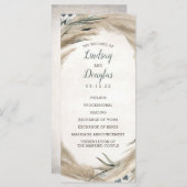 Pampas Grass en groen Boho huwelijksprogramma's Programma (Voorkant / Achterkant)