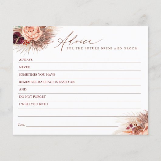 Pampas Grass en Terracotta Flowers Advice Kaart (Voorkant)