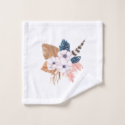 Pampas Grass et plumes sur ensemble de serviettes (Gant de toilette)