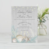 Pampas Grass et Starfish Rustic Beach Invitation (Debout devant)