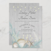 Pampas Grass et Starfish Rustic Beach Invitation (Devant / Derrière)