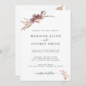 Pampas Grass Faire-part de mariage bohème (Devant / Derrière)