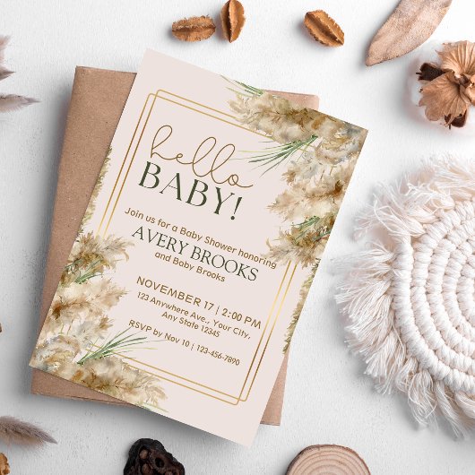 Pampas Grass Fall Baby shower simple Invitation