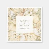 Pampas Grass Fan Palms Boho bruiloft servetten (Voorkant)