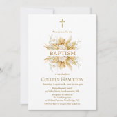 Pampas Grass Floral Baby Girl Baptism Invitation (Devant)