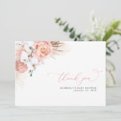 Pampas Grass Floral Baby shower rose Merci (Debout devant)