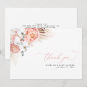 Pampas Grass Floral Baby shower rose Merci (Devant / Derrière)