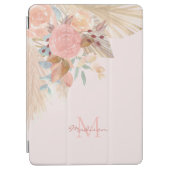 Pampas Grass Floral Blush Roze Naam Monogram iPad Air Cover (Voorkant)
