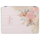Pampas Grass Floral Blush Roze Naam Monogram iPad Air Cover (Horizontaal)