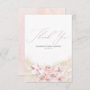 Pampas Grass Floral Boho Baby shower Hartelijk dan Bedankkaart