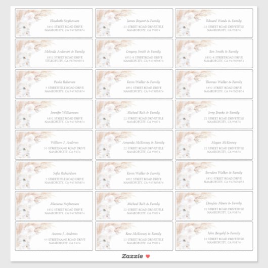 Pampas Grass Floral Nom Étiquette de adresse (Feuille)