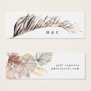 Pampas Grass Floral Oerwoud Registry Insert Card Mini Visitekaartjes