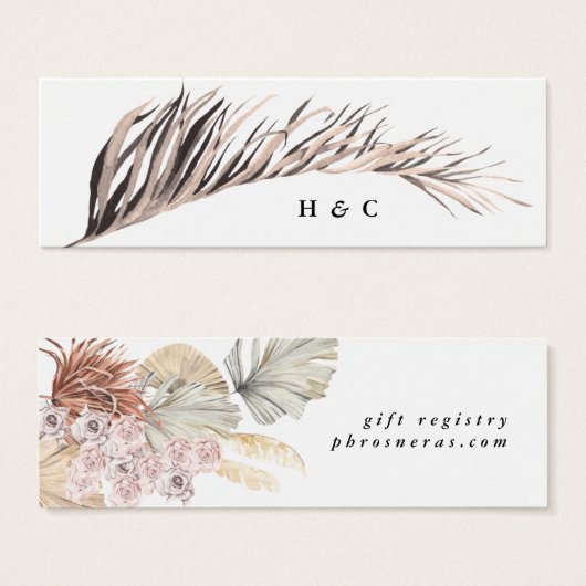 Pampas Grass Floral Oerwoud Registry Insert Card Mini Visitekaartjes (Voorkant /achterkant)