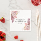 Pampas Grass Floral Paarse aangepaste bruiloft Servet (Insitu)