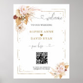 Pampas Grass Floral QR Code Mariage Affiche de bie (Devant)